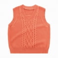 thumbnail image 1 of Gvdentm Sweater Clothes for Girls Boys Sweater Vest Unisex Cable Knit Cotton Toddler Uniform Vest for Little Big Childrens Kids Teenage Girls(Orange,5-6 Years), 1 of 5