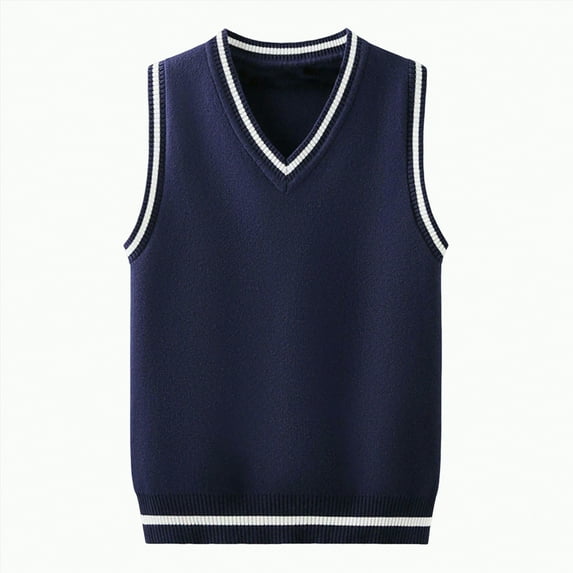 Gvdentm Sweater Clothes for Girls Baby Boys Girls V Neck Comfort Knitted Sleeveless Pullover Sweater Vest(Navy,13-15 Years)