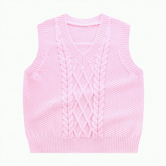 Gvdentm Sweater Clothes for Girls Baby Boys Girls V Neck Comfort Knitted Sleeveless Pullover Sweater Vest(Pink,5-6 Years)