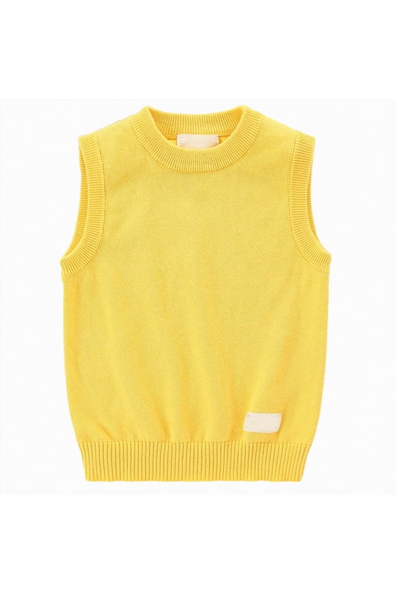 Sweater Clothes for Girls Baby Boys Girls V Neck Comfort Knitted Sleeveless Pullover Sweater Vest(Yellow,9-10 Years)