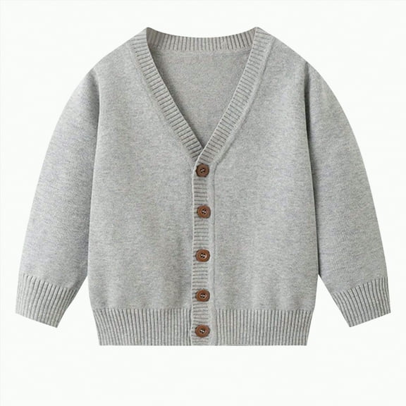 Gvdentm Sweater Clothes for Girls Unisex Kids and Toddlers' Uniform Cotton Cardigan Sweaters(Grey,2-3 Years)