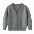 thumbnail image 1 of Gvdentm Sweater Uniform Sweaters for Boys Boys Girls Cardigan Ribbed Knit Round Neck Long Sleeve Button Solid Sweater Fall Loose Fit Cute Tops(Grey,2-3 Years), 1 of 5