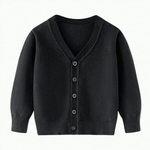 Gvdentm Sweater Uniform Sweaters for Boys Boys Sweater Pullover Sweater Uniform V-Neck Soft Cotton Clothing(Black,3-4 Years)