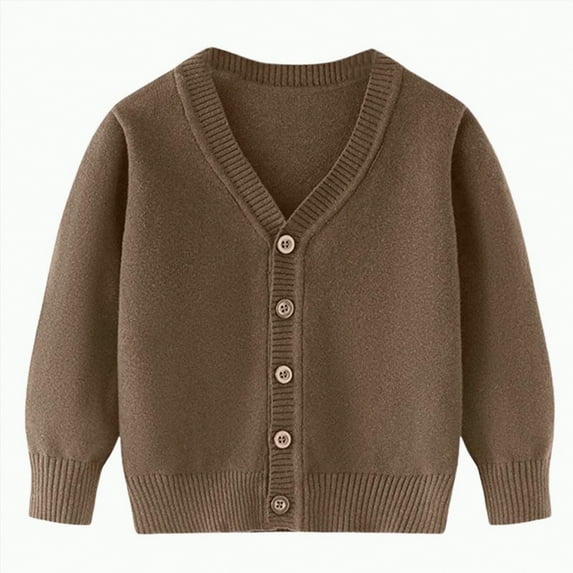 Gvdentm Sweater Uniform Sweaters for Boys Boys Sweater Pullover Sweater Uniform V-Neck Soft Cotton Clothing(Brown,7-8 Years)