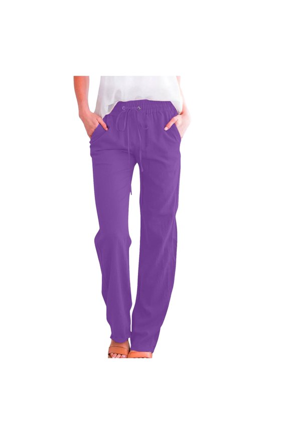 Sweatpants for Women Casual Lightweight Drawstring Elastic Waist Pants with Pockets Twill Bermuda Trendy S-3XL Purple,S