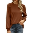 thumbnail image 1 of Gvdentm Sweatshirts for Women Crewneck Puff Sleeve Tunic Tops Lightweight Sweaters Fashion 2023 Coffee,L, 1 of 4