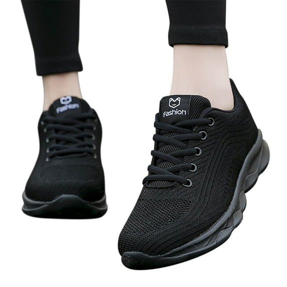 Gvdentm Tennis Sneakers Women Breathable Mesh Walking Sneakers lightweight Lace-up Comfort Trainers Shoes Women Black,7.5