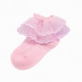 thumbnail image 1 of Gvdentm Toddler Ankle Socks Baby Girl Toddlers Socks with Non-slip Grip Cute Frilly Ruffle Ankle Soft Cotton Newborn Baby Socks for Infant Kids|Pink 7-8 Years, 1 of 3