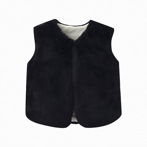 Gvdentm Toddler Baby Boy Girl Vest Sherpa Sleeveless Waistcoat Fall Winter Jacket with Pockets Coat(Black,12-18 Months)