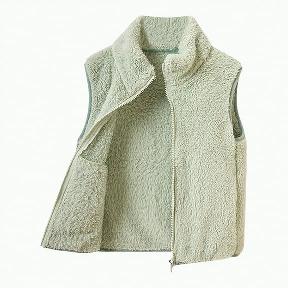 Gvdentm Toddler Baby Boy Girl Vest Sherpa Sleeveless Waistcoat Fall Winter Jacket with Pockets Coat(Green,12-18 Months)