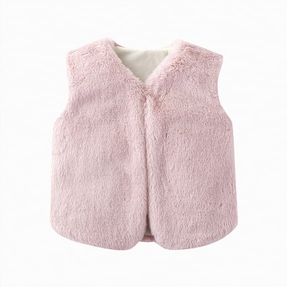Gvdentm Toddler Baby Boy Girl Vest Sherpa Sleeveless Waistcoat Fall Winter Jacket with Pockets Coat(Pink,12-18 Months)