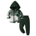 thumbnail image 1 of Gvdentm Toddler Baby Boys Clothes 3M-7T Flannel Lattice Button Hooded Tops +Pants Fall Winter Outfits for Toddler Baby Boy Outfit Green,6-7 Years, 1 of 9
