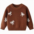 thumbnail image 1 of Gvdentm Toddler Baby Girl Knit Sweater Bow Embroidery Chunky Sweatshirt Tops Oversized Warm Christmas Fall Winter Clothes Coffee,6-9 Months, 1 of 9