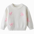thumbnail image 1 of Gvdentm Toddler Baby Girl Knit Sweater Bow Embroidery Chunky Sweatshirt Tops Oversized Warm Christmas Fall Winter Clothes White,7-8 Years, 1 of 9