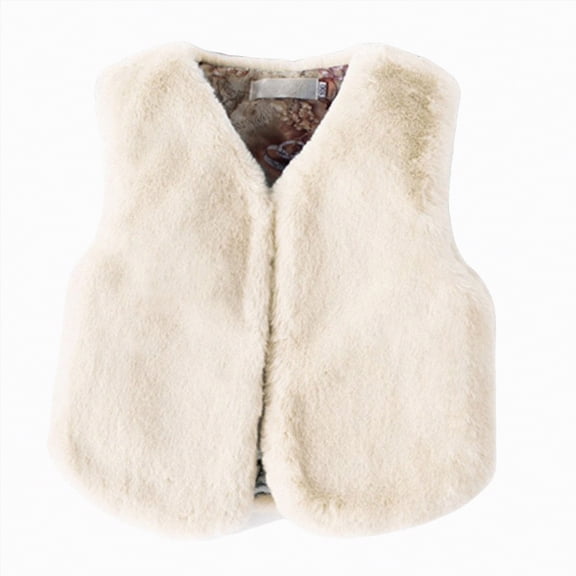 Gvdentm Toddler Baby Girls Kids Winter Warm Clothes Waistcoat Thick Coat Outwear Vest Tops(Beige,9-10 Years)