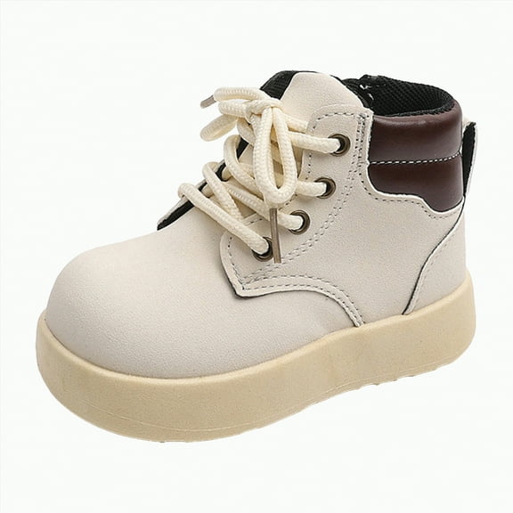 Gvdentm Toddler Boots Girl Girls Boots Fashion Ankle Boots for Girls Chelsea Booties for Toddler/Little Kids(Beige,9)