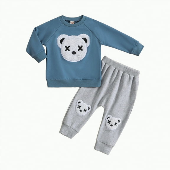 Gvdentm Toddler Boy Clothes 2T 3T 4T 5T 6T 7T Fall Outfits Baby Pullover & Pants Sets Kids Winter 2Pcs Sweatsuit(Blue,3-4 Years)