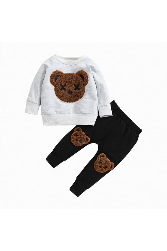 Toddler Boy Clothes 2T 3T 4T 5T 6T 7T Fall Outfits Baby Pullover & Pants Sets Kids Winter 2Pcs Sweatsuit(Grey,6-7 Years)