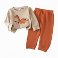 thumbnail image 1 of Gvdentm Toddler Boy Fall Clothes Dinosaur Embroidery Long Sleeve Pullover Sweatshirt Pants Sets 2Pcs Winter Outfit(Brown,18-24 Months), 1 of 8