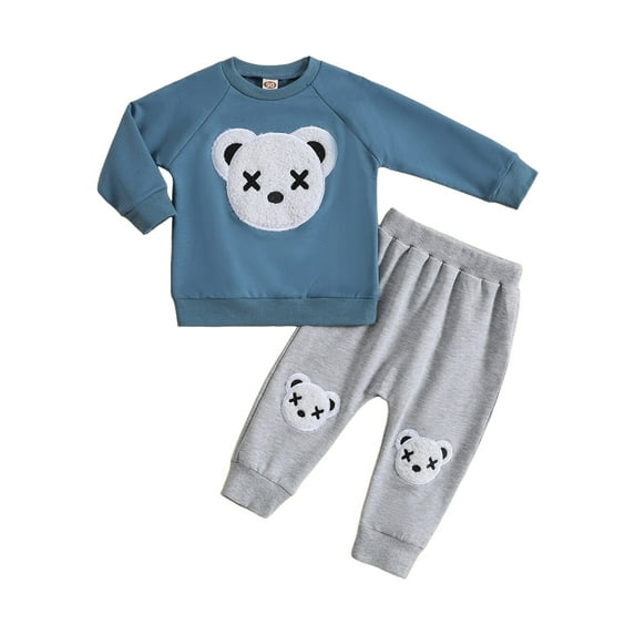 Gvdentm Toddler Boy Girl Clothes 2T 3T 4T 5T 6T 7T Fall Outfits Baby Pullover & Pants Sets Kids Winter 2Pcs Sweatsuit Blue,2-3 Years
