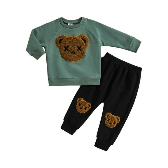 Gvdentm Toddler Boy Girl Clothes 2T 3T 4T 5T 6T 7T Fall Outfits Baby Pullover & Pants Sets Kids Winter 2Pcs Sweatsuit Green,2-3 Years