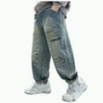 thumbnail image 1 of Gvdentm Toddler Boy Jeans Boys Wide Leg Cargo Jeans Baggy Straight Streetwear Denim Pants Retro Y2K Elastic Waist Casual Loose Long Trousers(Blue,9-10 Years), 1 of 9