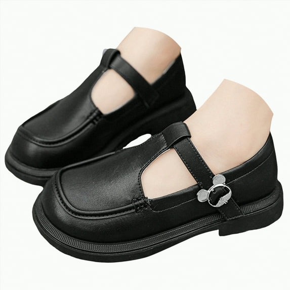 Gvdentm Toddler Boys Girls Classic Dress Shoes Little Kid PU Leather Comfort Rubble Sole Oxford School Uniform Wedding Flats(Black,4)