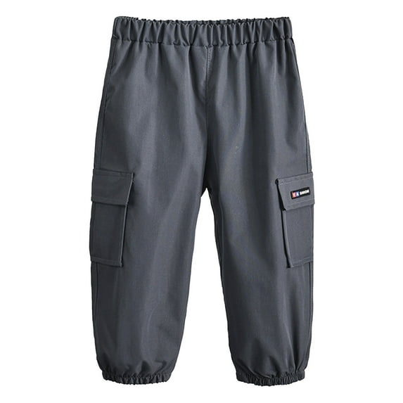 Gvdentm Toddler Boys Pull On Cargo Pants 6-8T Baby Loose Long Pant with Pockets Boys Lightweight Joggers Sweatpants for Little Boys Dark Gray,18-24 Months