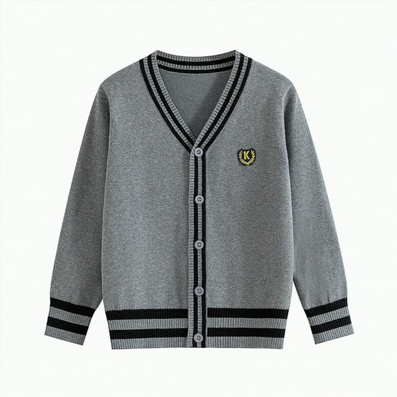 Gvdentm Toddler Cardigan 4T Girls and Toddlers' Uniform Slim Fit Crewneck Cardigan Sweater(Grey,13-15 Years)