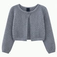 thumbnail image 1 of Gvdentm Toddler Girl Cardigan Girls Cropped Cardigan Sweaters Long Sleeve Cable Knit Button Front Sweater(Dark Gray,5-6 Years), 1 of 5