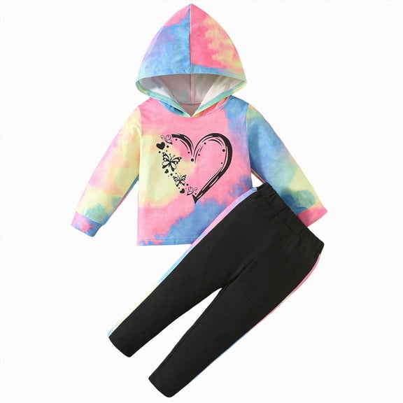 Gvdentm Toddler Girl Clothes 6T Long Sleeve Heart Print Tops and Pants 2PC Little Girl Winter Outfits(Pink,7-8 Years)