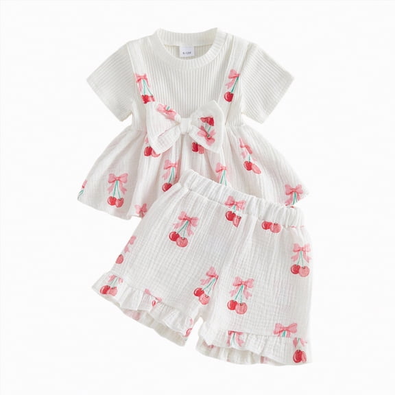 Gvdentm Toddler Girl Clothes Girl Summer Outfits Ruffle Sleeveless Shirts Daisy Tops Shorts Set for Girl Clothing(White,18-24 Months)