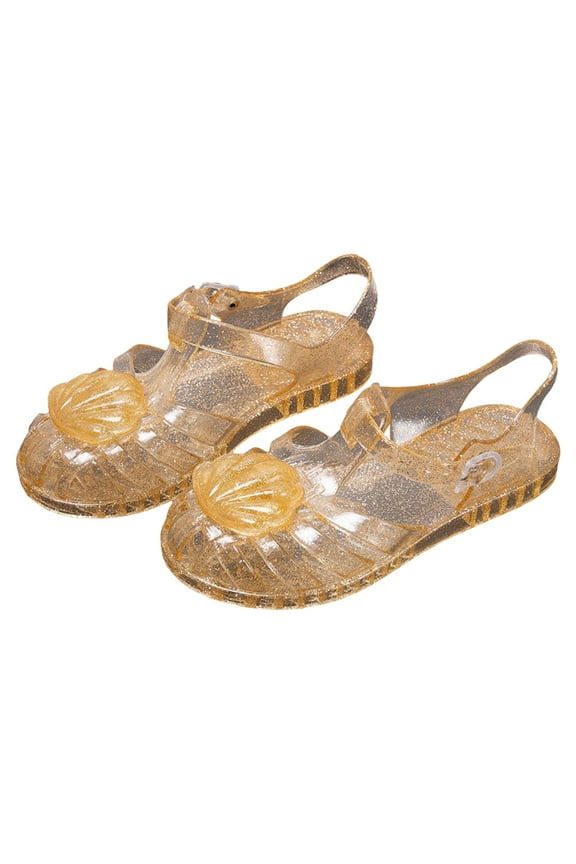 Toddler Girl Sandals Size 9 Jelly Shoes for Girls Kids Toddler Sequins Heart Princess Dress Up Flat Birthday Party Mary Jane Shoes Casual Sandal(Yellow,9)