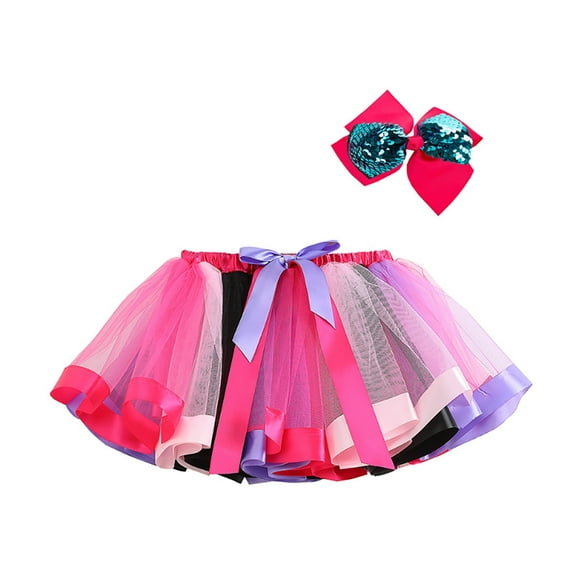 Gvdentm Toddler Girl Tulle Dress Cute Party Dance Solid Color Net Yarn Sequins Stars Tulle Dresses for Girls Hot Pink,2-4 Years
