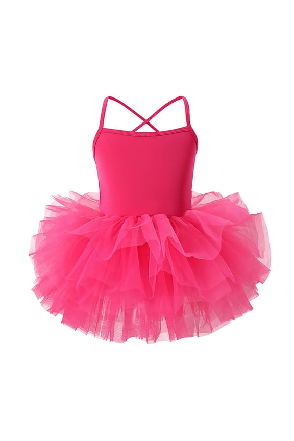 Toddler Girls Ballet Skirted Leotards Strap Tutu Dress Party(Red,12-18 Months)