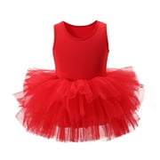 Gvdentm Toddler Girls Tutu Dresses Strap Shiny Tulle Ballet Leotard Ballerina(Red,12-18 Months)