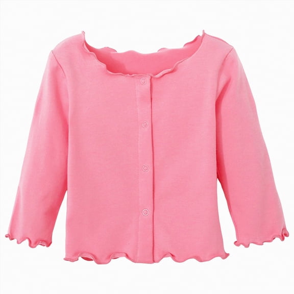 Gvdentm Uniform Sweater for Boys Unisex Boy' Girls' Cardigans Sweater V-Neck Long Sleeve Button Solid Cotton Knit Sweaters(Pink,18-24 Months)