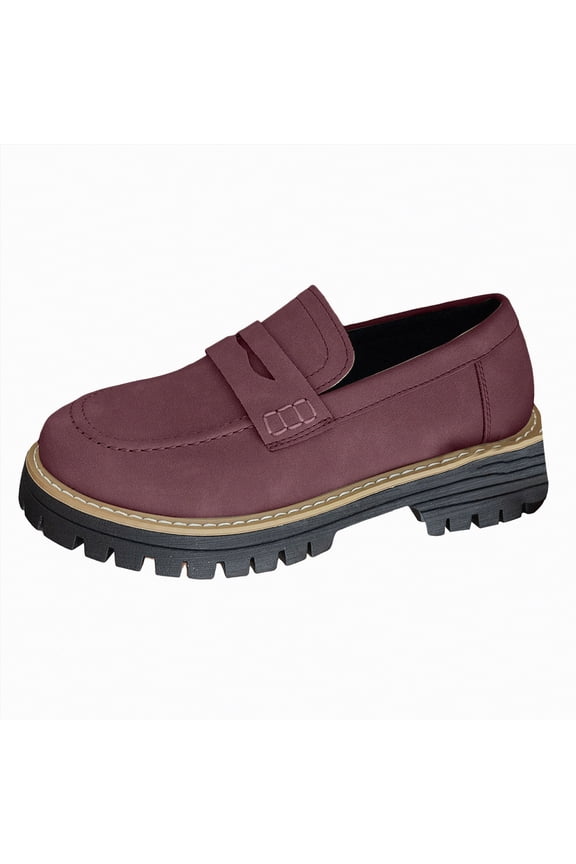 Womans Sneakers Women Loafers Platform Chunky Heel Slip On Casual Dressy Office Business Shoes(Purple,6.5)