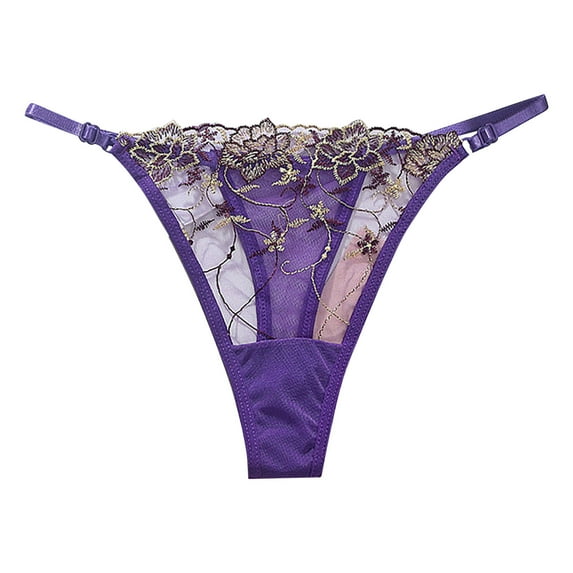 Gvdentm Women Floral Lace Panties Cheeky Hipster Bikini Underwear Sexy Tangas(Purple,L)