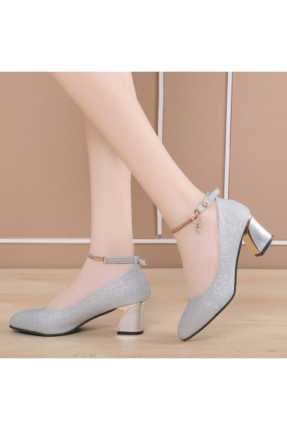 Women Pointed Closed Toe Low Heel Pumps Straps Satin Wedding Bridal Evening Party Dress Shoes Strappy Heels Silver,7.5