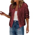 thumbnail image 1 of Gvdentm Women's Blazers & Suit Jackets Shiny Sparkle Sequins Long Sleeve Zip Blazer Party Bomber Jacket Red,L, 1 of 6
