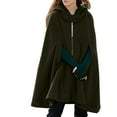 thumbnail image 1 of Gvdentm Women's Coat Cloak Hood Wool-Blend Cape Coat Winter Cardigans Thick Coat Solid/Classic Scotland Plaid Jackets for Women Green,L, 1 of 9