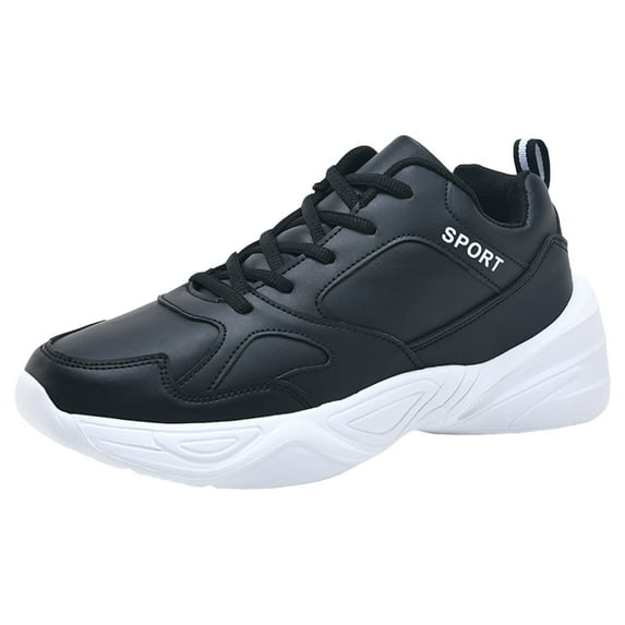 Gvdentm Women's Lace Up Sneaker Womens Black Sneakers PU Comfy Shoes Z03-Black,6.5