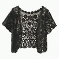 thumbnail image 1 of Gvdentm Women's Lightweight Cardigans Elegant 3/4 Sleeve Sheer Floral Lace Shrug Top(Black,M), 1 of 4