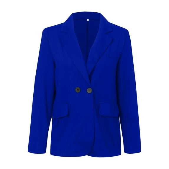 Gvdentm Women's Long Sleeve Blazer Single Button Jacket Blazer with Pocket Blue,3XL