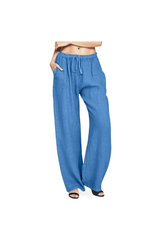 Women's Pants Wide Leg Pants Womens Slacks Or Dress Pants Plus Size Loose 2024 Trendy with Pockets Blue,3XL