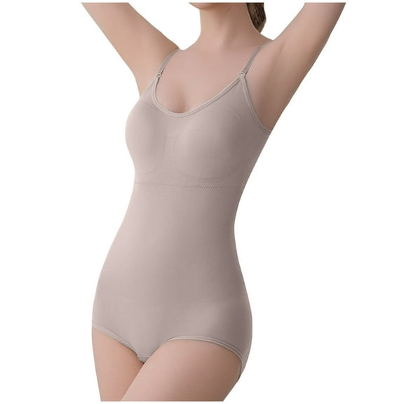 Gvdentm Women's Shaping Mid-Thigh Bodysuit Tummy Control Shapewear Seamless Sculpting Body Shaper Shapewear for Women(Beige,M)