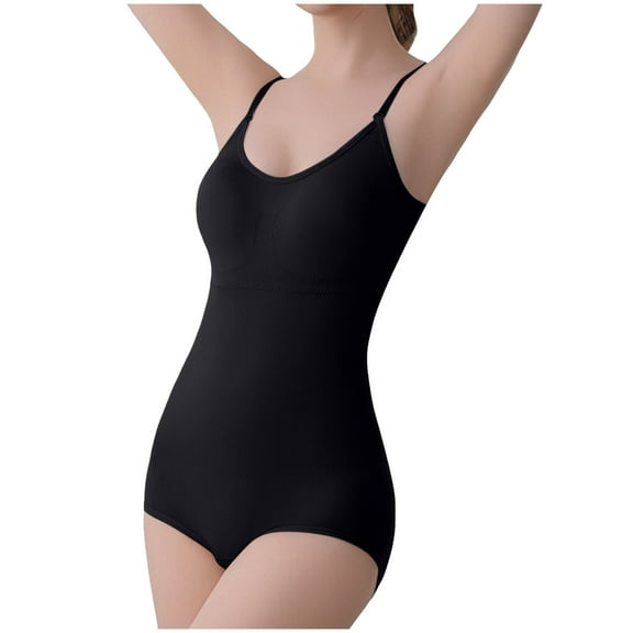 Gvdentm Women's Shaping Mid-Thigh Bodysuit Tummy Control Shapewear Seamless Sculpting Body Shaper Shapewear for Women(Black,L)