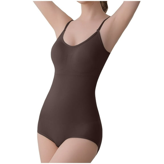 Gvdentm Women's Shaping Mid-Thigh Bodysuit Tummy Control Shapewear Seamless Sculpting Body Shaper Shapewear for Women(Coffee,XL)