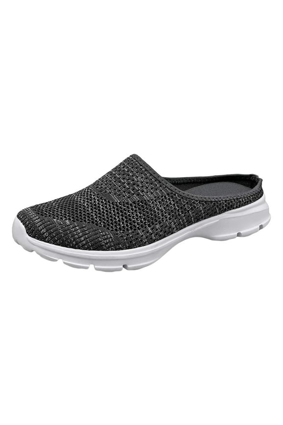 Women's Slip-on Sneakers Wide Width Comfort Walking Shoes Casual Flats(Grey,7.5)